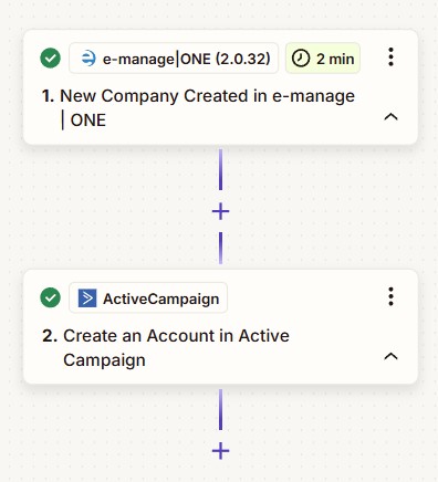 Send Companies from e-manage ONE to ActiveCampaign